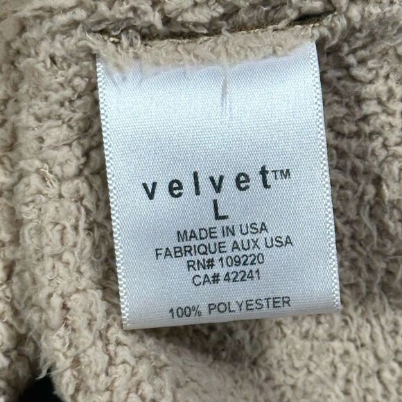 Velvet by Graham & Spencer Fitted Lux Sherpa Zip-Up Coat Color Mink Size L USA - Picture 4 of 9